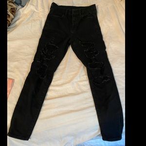 American eagle black distressed skinny jean